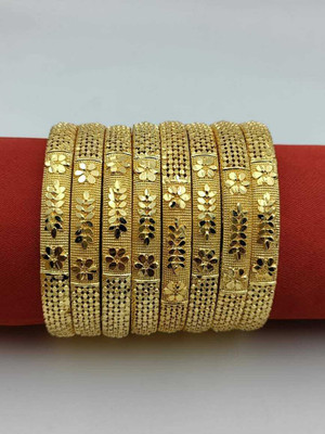 Ambe sales Brass Beads Gold-plated Bangle Set(Pack of 8)