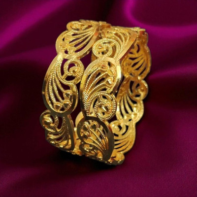 Dressberry Brass Diamond Gold-plated Bangle Set(Pack of 2)