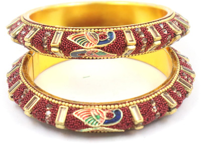 Aayat Fashion Alloy Zircon Gold-plated Bangle Set(Pack of 2)