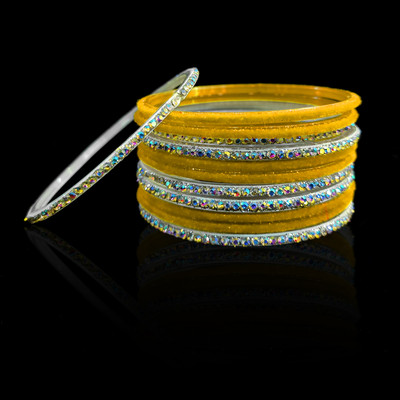 Suhagan Glass Cubic Zirconia Bangle Set(Pack of 24)