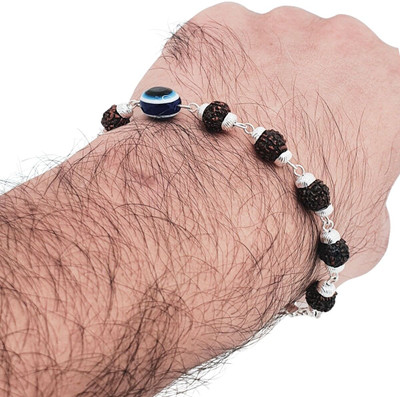 MAHANT JEWELLERY Rudraksha, Evil Eye Silver Charm Bracelet