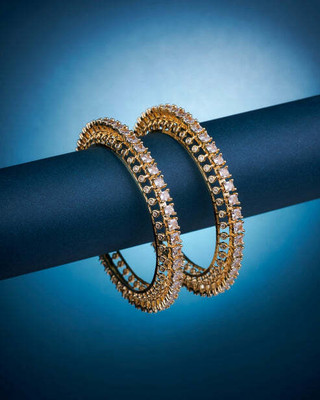 Opal Touch Brass Cubic Zirconia Gold-plated Bangle Set(Pack of 2)