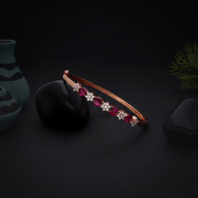jivaas collection Brass Cubic Zirconia, Ruby Gold-plated Kada