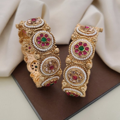 VEYTRI Brass Gold-plated Bangle Set(Pack of 2)
