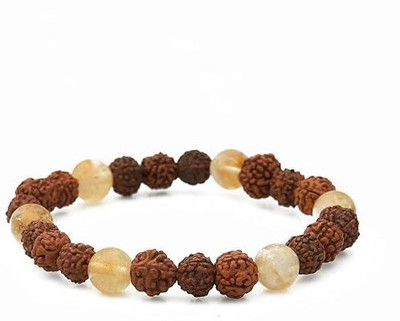 GemVastu Stone, Rudraksha, Citrine Beads, Crystal Charm Bracelet