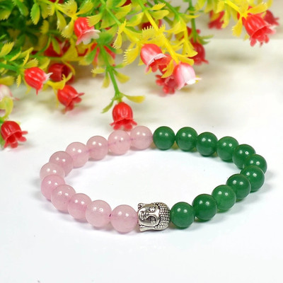 GemVastu Rose Quartz, Green Jade Crystal Bracelet