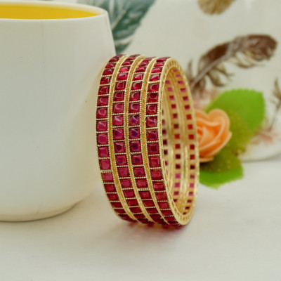 Vamika Jewels Alloy Gold-plated Bangle(Pack of 4)
