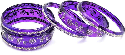 RAF dukan Glass Cubic Zirconia Bangle Set(Pack of 6)