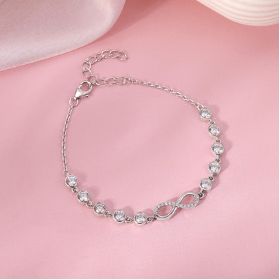 GIVA Sterling Silver Zircon Rhodium Bracelet