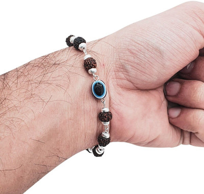 MAHANT JEWELLERY Rudraksha, Evil Eye Silver Charm Bracelet