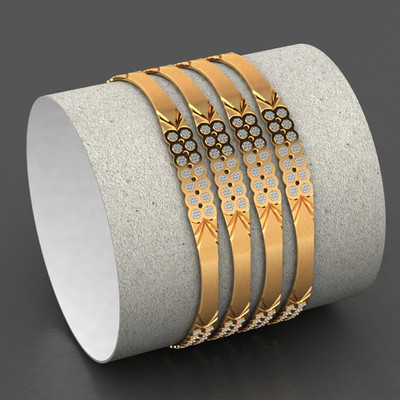 CYGNI Brass Gold-plated Bangle(Pack of 4)