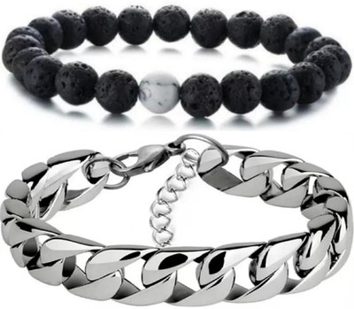 HouseOfCommon Crystal, Alloy, Stainless Steel Bracelet(Pack of 2)
