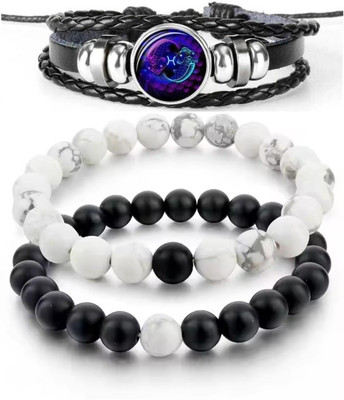 PIXFLIX Crystal, Leather Charm Bracelet(Pack of 2)