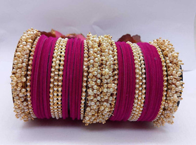 SSONLINEBAZAR Alloy Pearl Bangle Set(Pack of 10)