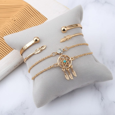Nehdal Alloy Cubic Zirconia Gold-plated Bracelet Set(Pack of 4)