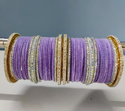 DIVA ENTERPRISES Brass Zircon Silver Coated Bangle Set