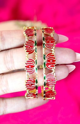 Swarnaari Brass Gold-plated Bangle Set(Pack of 2)