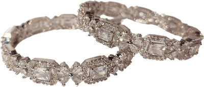 SHRUTAN CREATION Alloy Zircon Rhodium Bangle Set(Pack of 2)