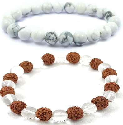 HouseOfCommon Crystal, Rudraksha, Alloy Bracelet(Pack of 2)