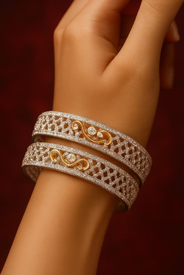 BLACKMA Brass, Stone, Silver, Copper, Sterling Silver, Rhodonite, Stainless Steel Cubic Zirconia Sterling Silver, Gold-plated Chudas(Pack of 2)