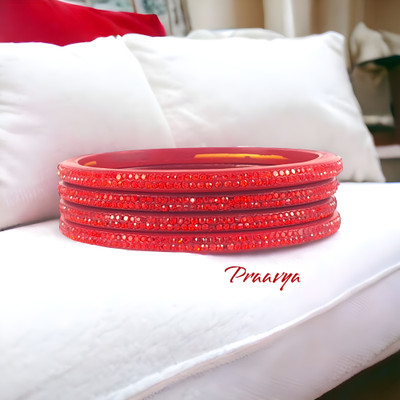 Praavya Lac Cubic Zirconia Rhodium Bangle Set(Pack of 4)