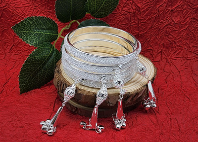Styloscope Alloy Silver Bangle Set(Pack of 4)