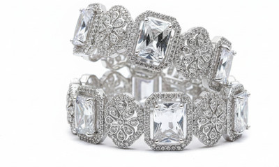 IKSAVA Brass Silver Bangle Set(Pack of 2)