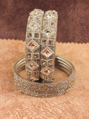 Crazy art gallery Resin Zircon Gold-plated Bangle Set(Pack of 6)