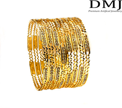 DMJ Brass Gold-plated Bangle Set(Pack of 8)