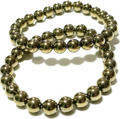 MIRAN AGATE Golden Pyrite, Crystal Beads Bracelet Set(Pack of 2)