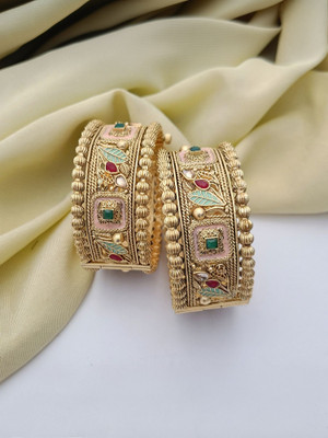 VEYTRI Brass Crystal Gold-plated Bangle Set(Pack of 2)