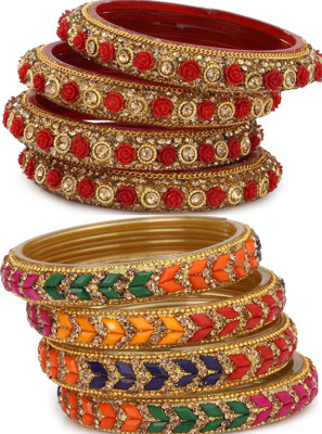 1st Time Glass Enamel Bangle Set(Pack of 8)