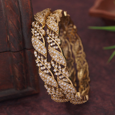 Jewwel Brass Gold-plated Bangle(Pack of 2)