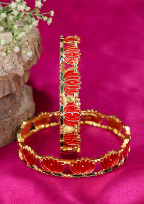 Swarnaari Brass Gold-plated Bangle Set(Pack of 2)