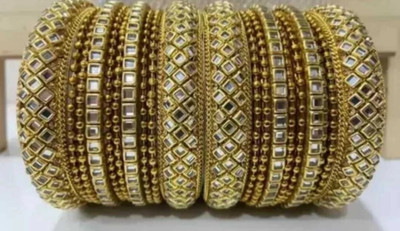 Ha Meem Metal, Plastic, Alloy Crystal Gold-plated Bangle Set(Pack of 10)