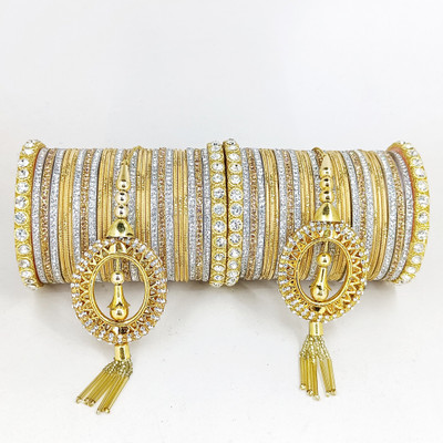 PRETTY GEMS Metal Zircon Bangle Set(Pack of 58)