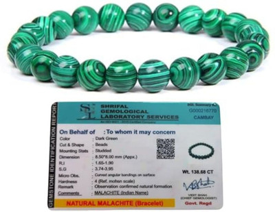 GemVastu Crystal Beads, Malachite Charm Bracelet