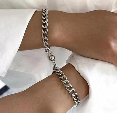 TVI Alloy Silver Bracelet Set(Pack of 2)