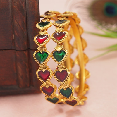 OrnaDzn Zevellery Brass Gold-plated Bangle(Pack of 2)