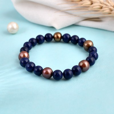 Pearlz Ocean Stone Beads, Pearl, Lapis Lazuli Bracelet