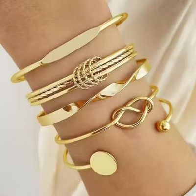 TVI Alloy Gold-plated Bracelet Set(Pack of 5)