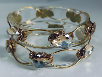 NG collection Glass Cubic Zirconia Bangle Set(Pack of 2)
