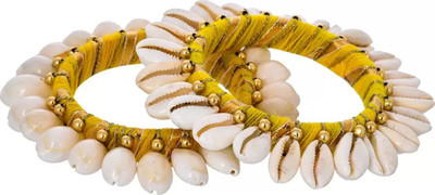 ACCESSORIZEME Shell Brass Bangle Set(Pack of 2)
