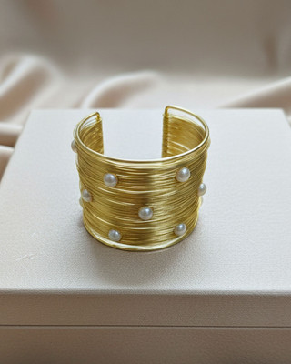 Orangenysha Brass Pearl Gold-plated Cuff