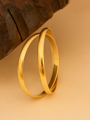 LYRISS Copper Gold-plated Bangle(Pack of 2)