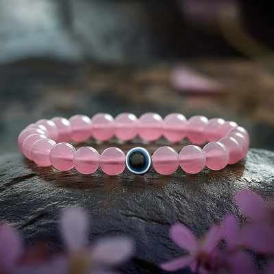 Astrotalk Rose Quartz, Evil Eye Bracelet
