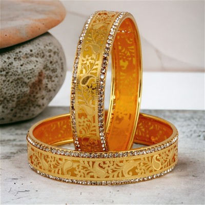 LUCKY JEWELLLERY Copper Gold-plated Bangle Set(Pack of 2)