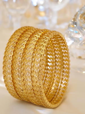 Jewels Kafe Brass Gold-plated Bangle Set(Pack of 4)