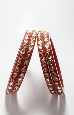 GRV Handicrafts Plastic Zircon Gold-plated Bangle Set(Pack of 4)