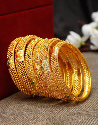 Ronakswear Brass Gold-plated Bangle Set(Pack of 6)